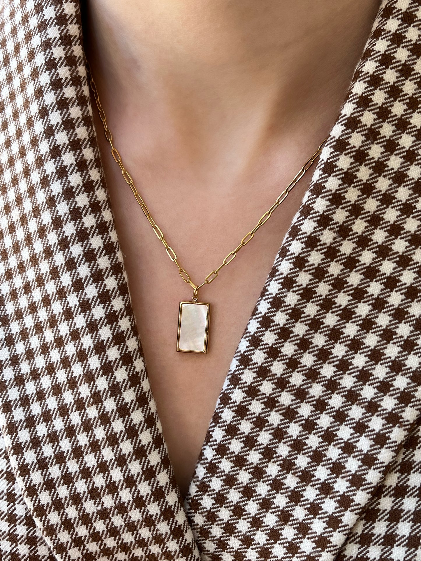 ogrlica paperclip sedef privjesak