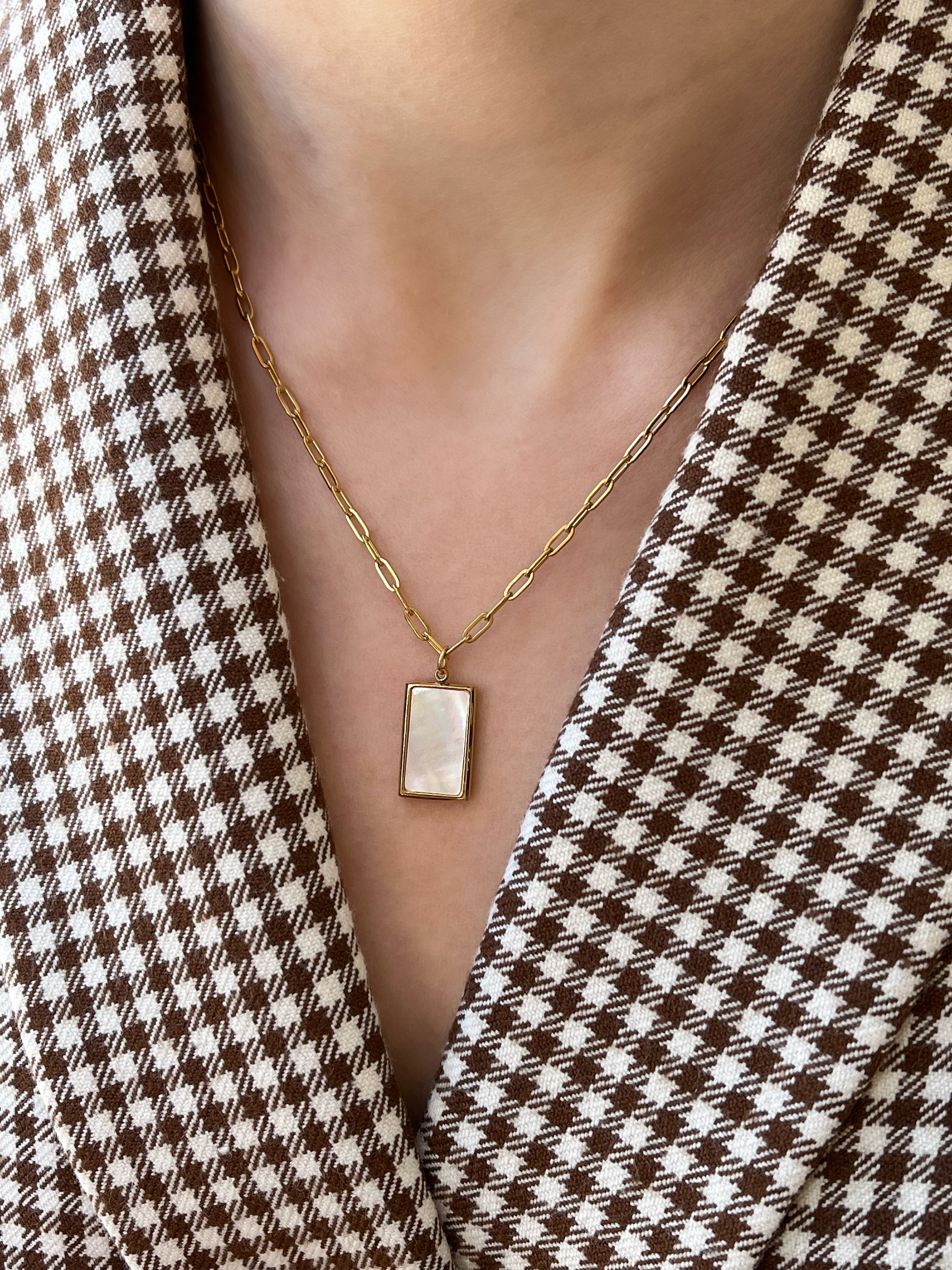 ogrlica paperclip sedef privjesak